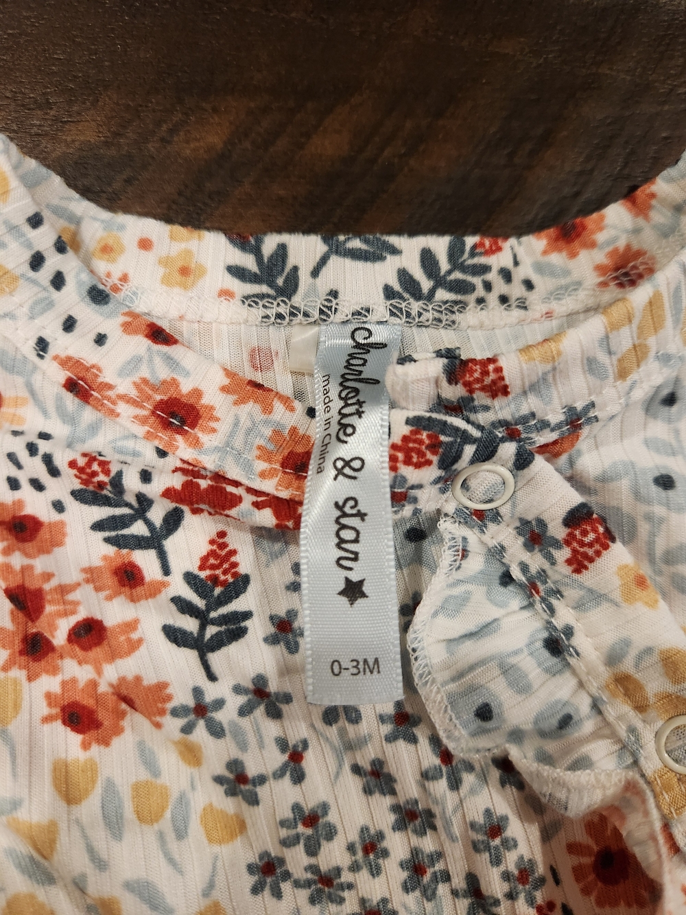 Floral Footed One-Piece in White with Orange & Yellow Blooms